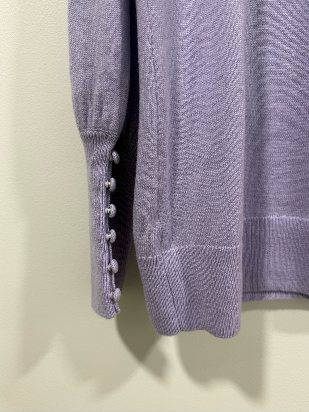 Boston Proper Lilac Button-Cuff Cashmere Sweater size M - Picture 2 of 4